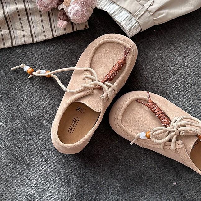 Cowhide Version Thick-soled Heightening Leather Soft-soled Kangaroo Shoes 2025 Autumn New Bag Head and Back Bag Birkencool Slippers Outside