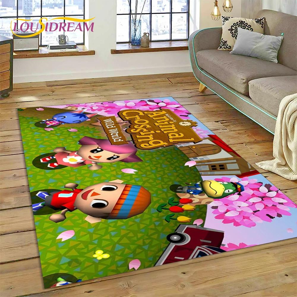 Niedlicher 3D-Cartoon-Teppich mit Animal Crossing New Horizons für Wohnzimmer, Schlafzimmer, Heimdekoration, rutschfeste Dekoration für Sofa, Kindergeschenk