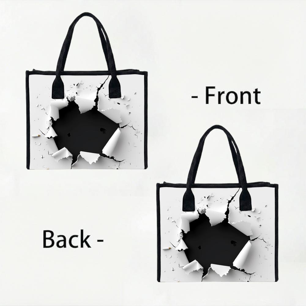 Creative Torn Effect Tote Bag Fashion Casual Portable Large Capacity Daily Shopping Commute Handbag