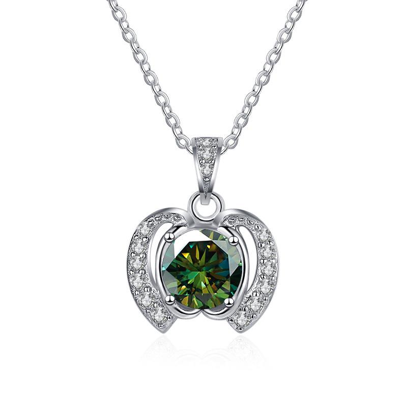 Bague Ringen Trend Women's 1 Carat Round Moissanite Necklace Apple Shaped Pendant Clavicle Chain Silver 925 Jewelry For Christmas