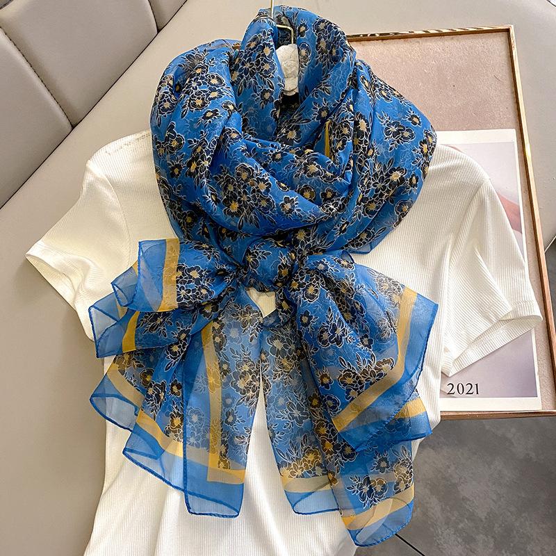 New Large Yarn Scarf Emulated Silk Scarf High-end Spring and Summer Sun Protection High-end Mother Thin Fashion Scarf