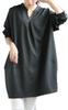 Gold Japan Plus Size Cocoon Long Keyhole Balloon Solid Stretch Women's Tunic, Sleeve, Neck, Tuck, Long, Color, (5L, Sumikuro)