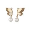 Butterfly Pearl Earrings: Elegant Zirconia-Inlaid Pendant for Women, Light Luxury & Versatile