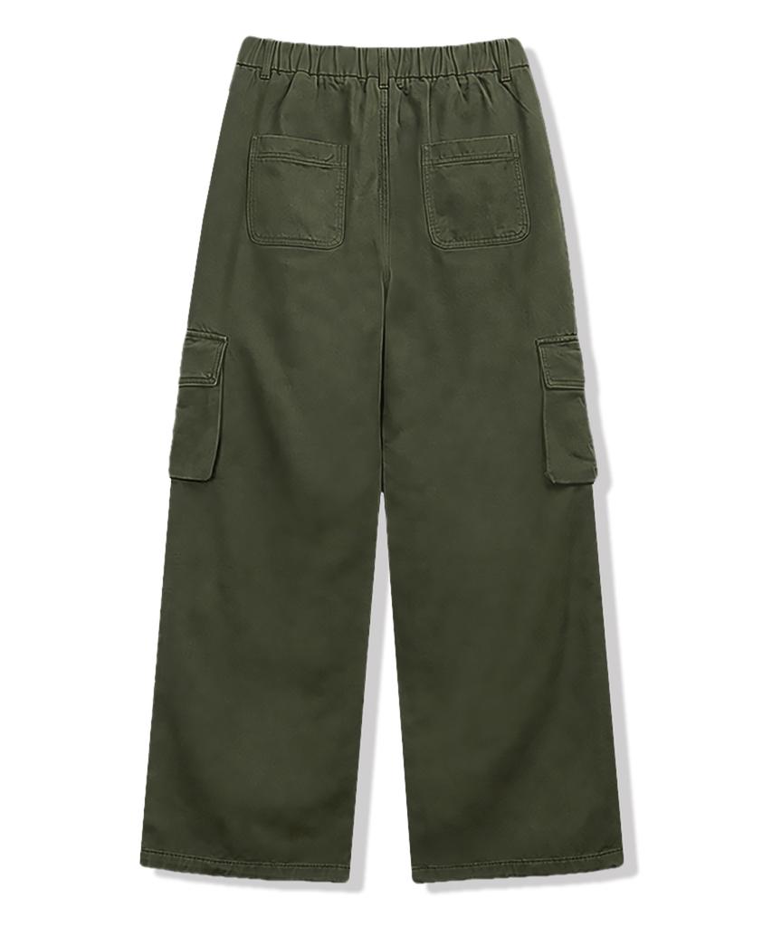 NTET Cargo String Wide Cotton Pants (Khaki)
