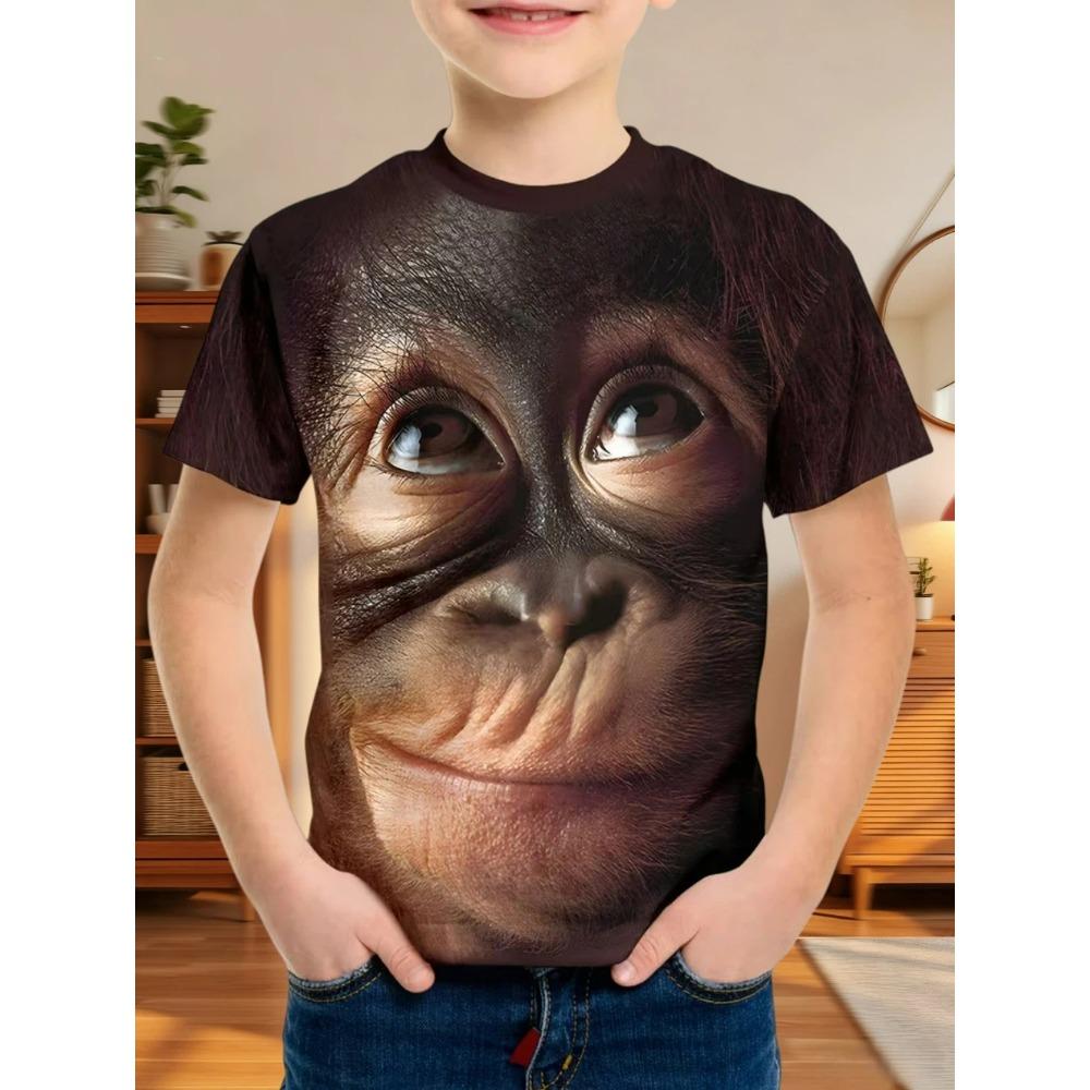 Kids Clothing Clothes for Boy Short Sleeve Tees Top Kids Clothes Animal 3D Print Fashion O-Neck Summer Girl Clothes