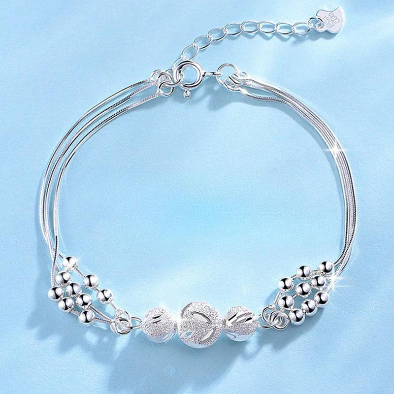 925  Silver Full-blown Flowers Bracelet For Women Delicate Light Luxury Adjustable Solid Bracelet Party Wedding Jewelry
