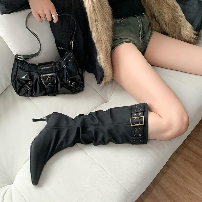 Fashion Autumn Winter Women Long Boots Fashion Thin High Heel Knee High Booties Ladies Sexy Woman Mordern Boats botas de mujer