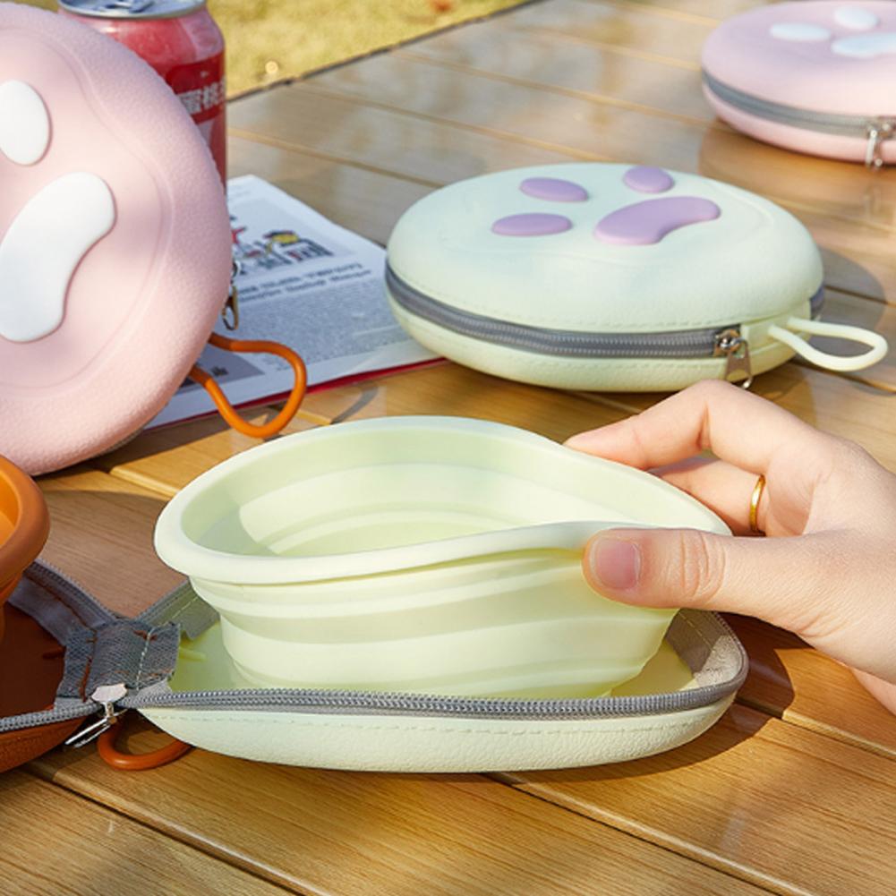 Collapsible Dog Bowls Portable 2-in-1 Pet Feeder Foldable Dog Food And Water Bowl Folding Silicone Feeder for Traveling Walking