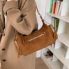 PU Suede Hobo Bag Women's Fashion Shoulder Tote with Multiple Zip Pockets Casual Everyday Handbag