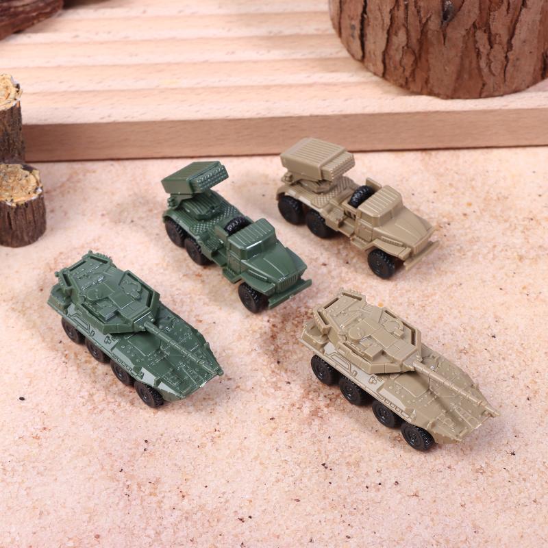 4Pcs/Set 1/144 Soviet Bm21 Hail Rocket Launcher Italy Centaur B1 Tank 4D Steel Ball Military Model Sliding Toy