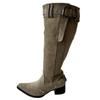 Retro casual big tube boots 2025 autumn and winter fashion but knee boots pointed thick heel women's pile boots