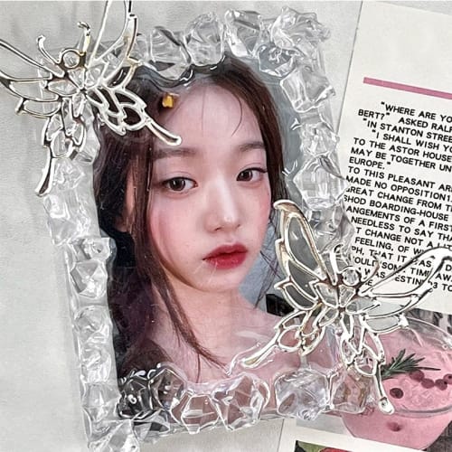 Wowjimi Silver Card Holder, Manual, Openwork Butterfly Design, Idol-Style Card Case, Hard Card Case