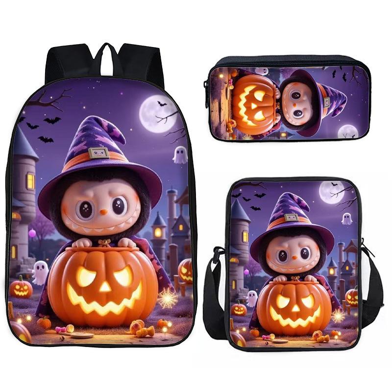 School Bag Pin Pattern Primary and Secondary School Students Meal Bag Pencil Bag Three-piece Set