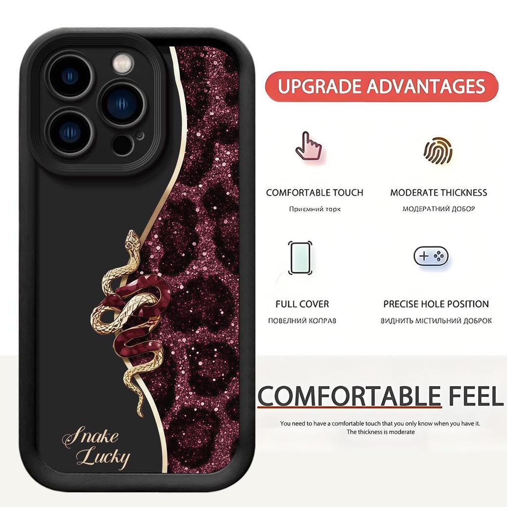 Black Snake Buckle Protective Phone Case for iPhone 14-17 Pro Max