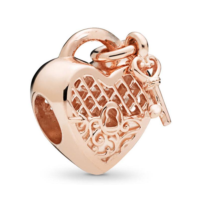 Rose Gold Large Hole Loose Beads Pendant For DIY Pulsera Necklace Accessories Women Fine Jewelry Gifts