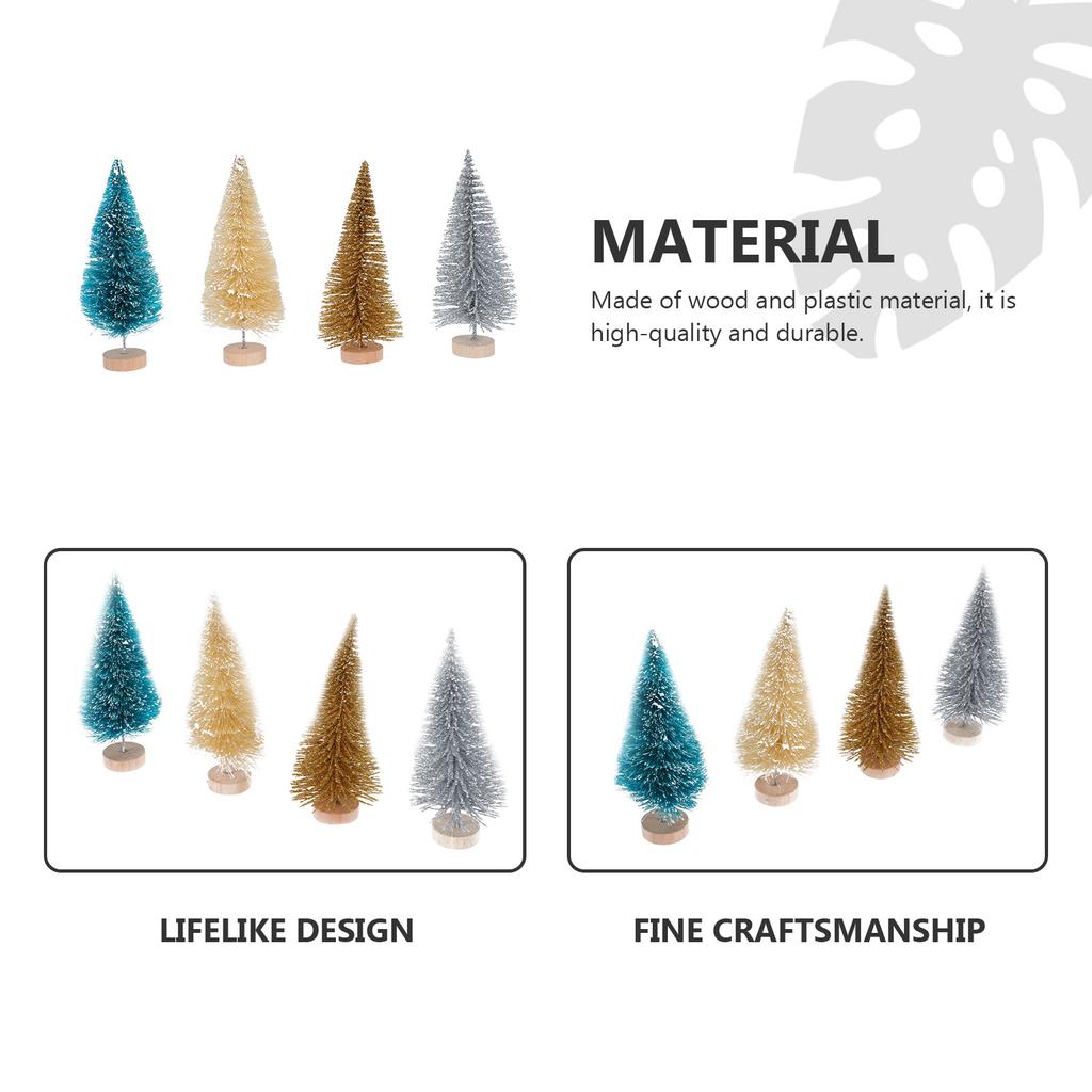 12 Stück Mini-Weihnachtsbaum 6cm 8cm 10cm Mehrfarbige Miniatur-Tannen für Schreibtischdekorationen Weihnachtsfeier-Zubehör Künstlicher Schnee