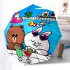 1pc Outdoor Umbrella with Flamingo, Frog, Brown Bear, Cony, and Duck Print - Automatic Opening/Closing Umbrella with Portable Tri-Fold Design, 8-