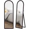 Floor Mirror, Full-Length Arched, Stone-Effect Frame, 53 x 163 cm, Brown