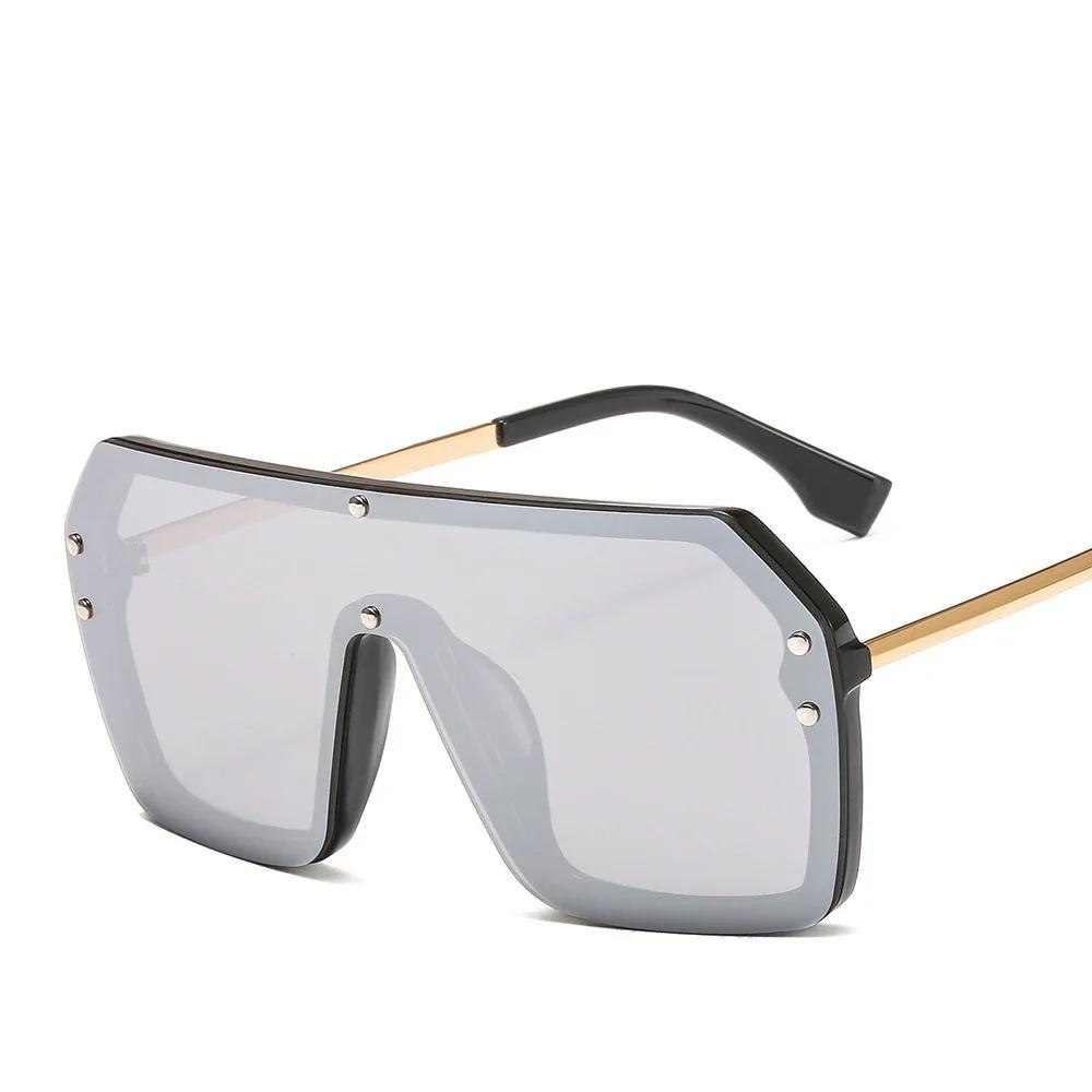 For Man XaYbZc Red Black Oversized Square Sunglasses Female Latest One Piece Lens Big Frame Sun Glasses UV Protection 400 Silver Mirror