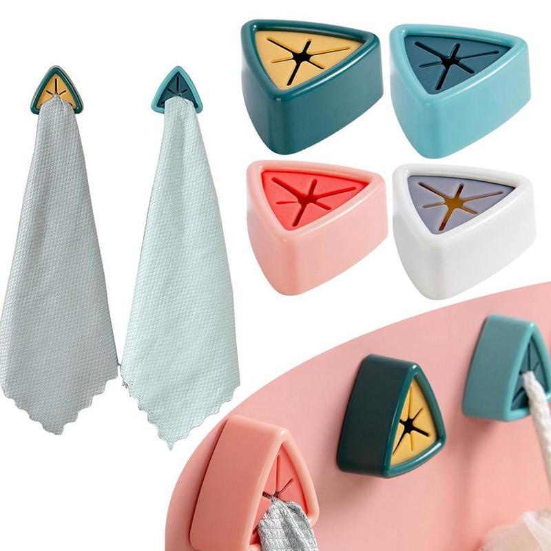 1/4Pcs Creative Towel Rack Free Punching Storage Rack Kitchen Rag Hook Hand Plug Dish Towel Rack