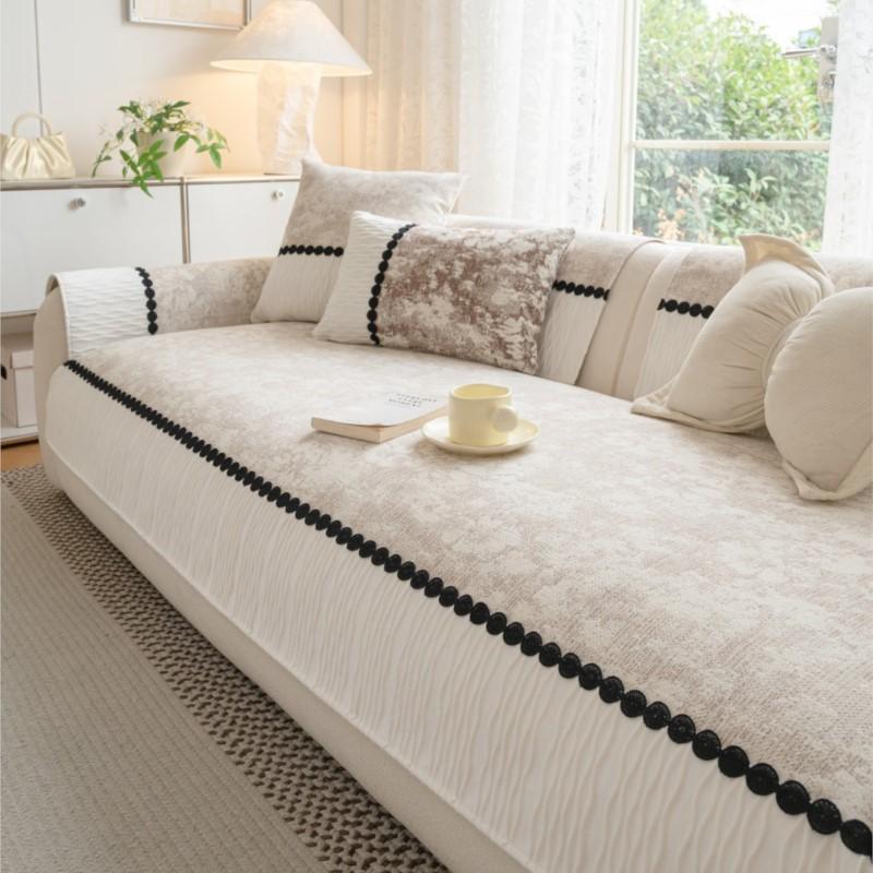 Non-Slip Sofa Protector Soft Anti-Skid Patchwork Sofa Mats Imitation Cotton Linen Sofa Armrests Cushion Sofa Cushion Cover