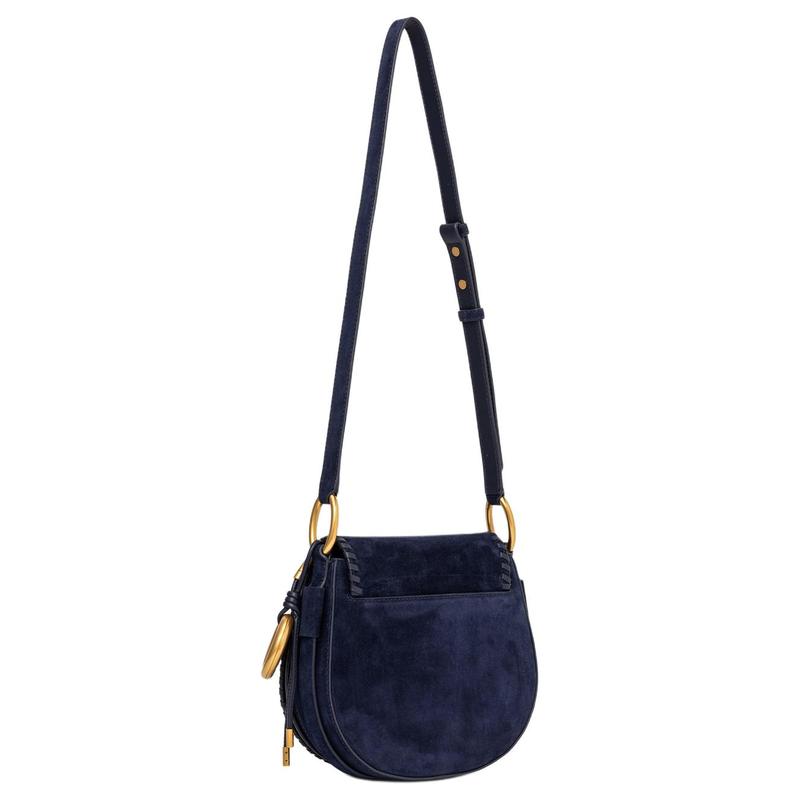 MICHAEL KORS JOSIE gold letter charm calfskin saddle bag shoulder crossbody bag medium women's blue