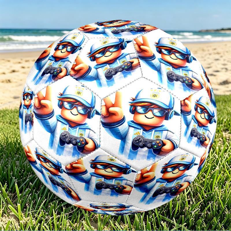 Cosmic Bot Crew Print Size 5 Soccer Ball, PU Wear Resistant Football for Match Training and Daily Practice, Birthday Gift for Soccer Fans