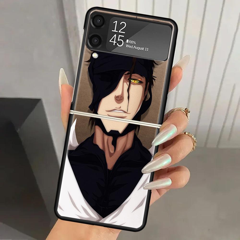 Bleach Aizen Sousuke Hard PC Phone Case For Samsung Galaxy Z Flip 7 6 5 4 3 Black ZFlip7 ZFlip6 Flip5 Flip4 Flip3 5G Print Cover