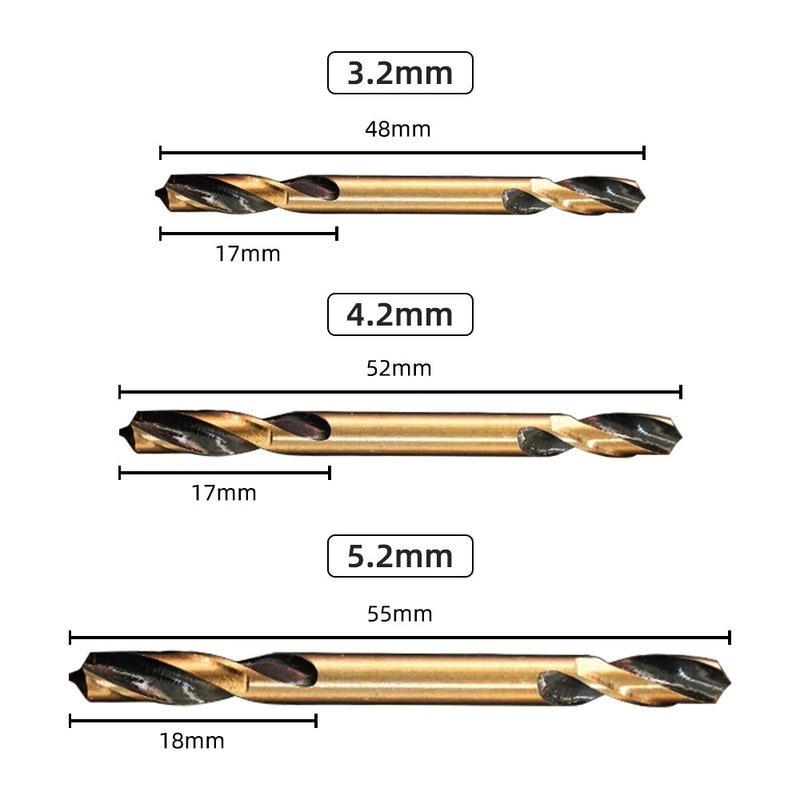 9Pcs Double-headed Bit Double-edged Metal Stainless Steel Ultrahard Iron Drill Steel Plate Iron Carpentry Drill Bit