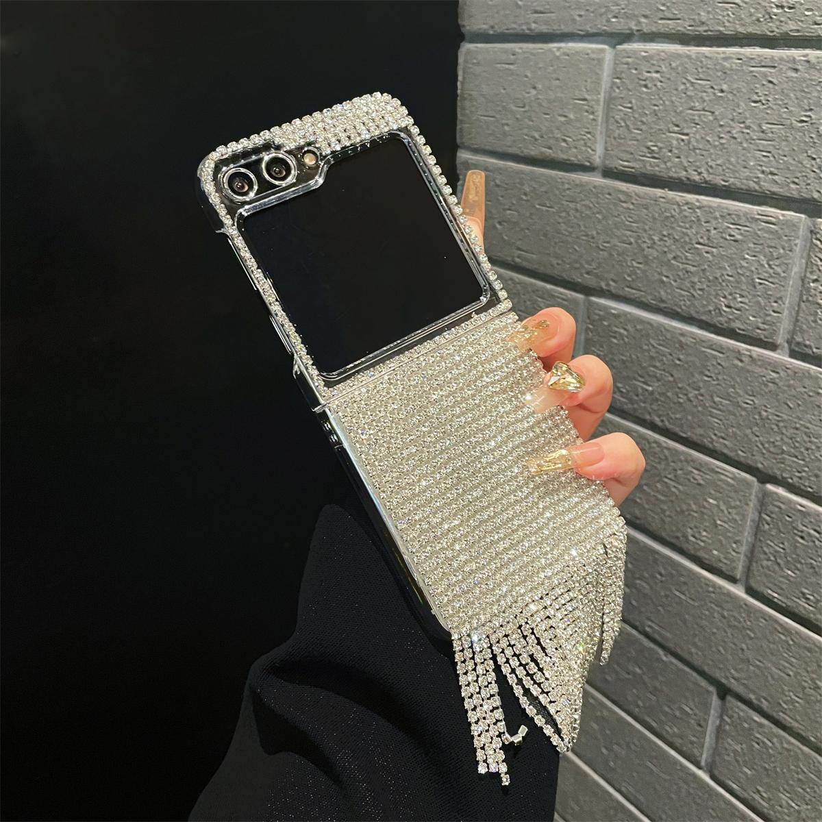 

Luxury Crystal Diamond Tassel Phone Case For Samsung Galaxy Z Flip 6 5 4 3 Flip5 Flip6 Flip4 Cover Fashion Cute Cases Girls Capa Galaxy Z Flip6