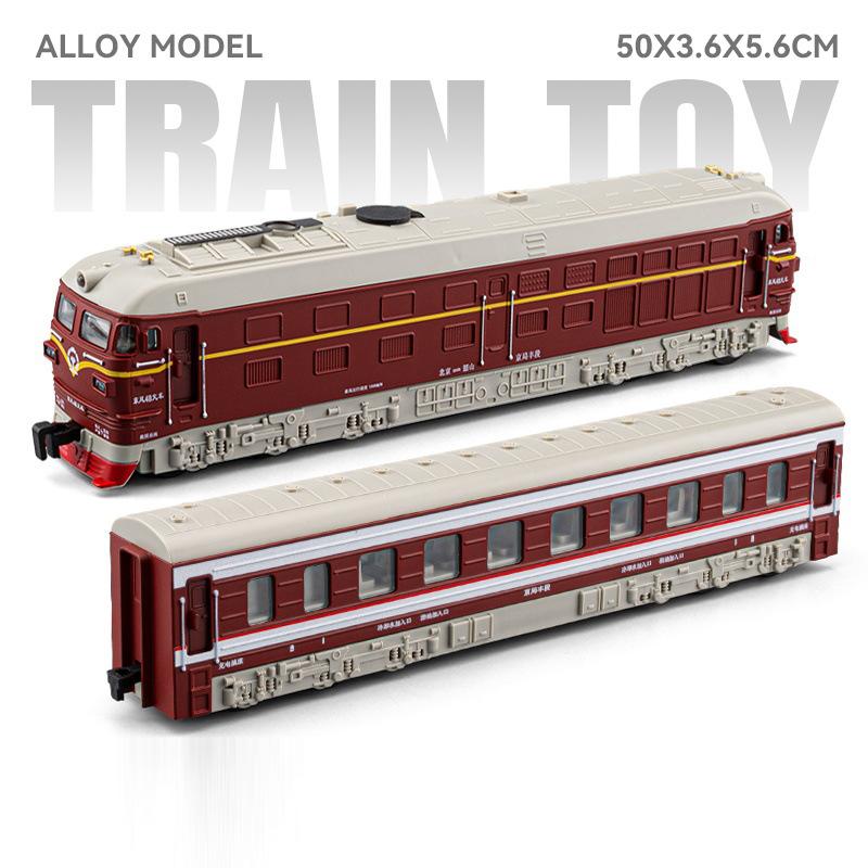 1:32 Scale DongFeng 4B Alloy Spray Train Model Toy Car Metal Diecast Electric Vintage Music Light Models Boys Hobby Toys