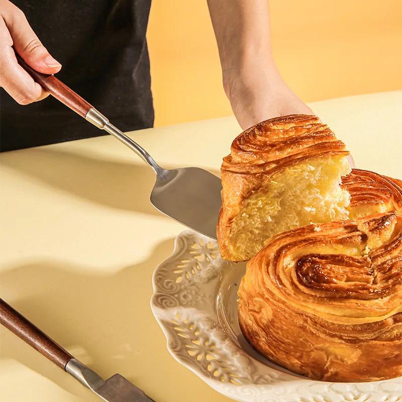 Thickened Household Pizza Cake Spatula Butterfly Porridge Spoon 304 Stainless Steel Walnut Soup Shell Dry Rice Kitchen Item Bar