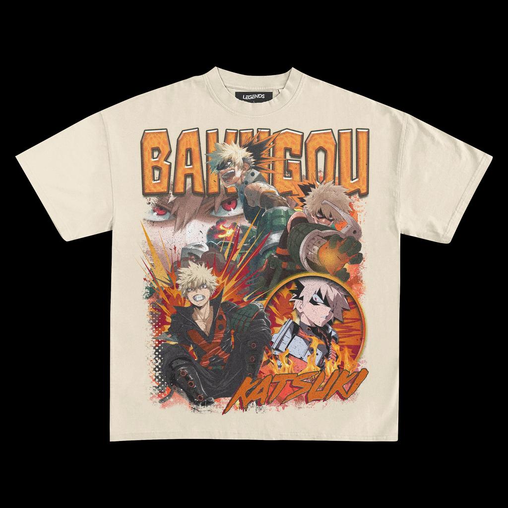 Katsuki Bakugou T-Shirt My Hero Academia T-Shirt Damen Herren Oversized Streetwear Y2k Hip Hop Harajuku Kurzarm Hohe Qualität Damen Herren Kleidung