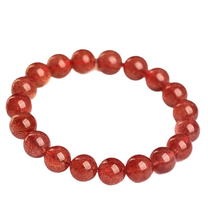 Hongchu Crystal Natural Strawberry Quartz Loose Beads Round beads Semi-Finished Products DIY Ornament Accessories