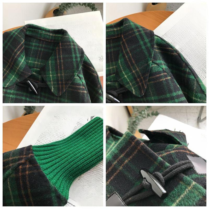 Modischer lockerer Frühlings-Herbst-Fledermausärmel-Hornknopfmantel für Damen, kurze Imitation Kaschmir-Wolljacke, trendig