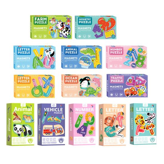 1 Set Bokstäver Siffror Kylskåpsmagnet Småbarn Djur Grönsak Fordon ABC Förskoleinlärning Kylskåpsmagneter Pedagogisk Leksak