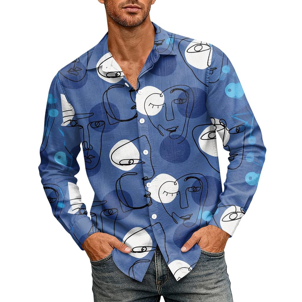 Hawaii Print - Men's Casual Long-Sleeved Shirt