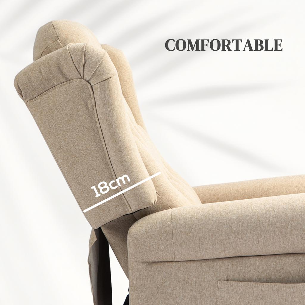 45 degrees Lifting Riser and Recliner Armchair - Beige