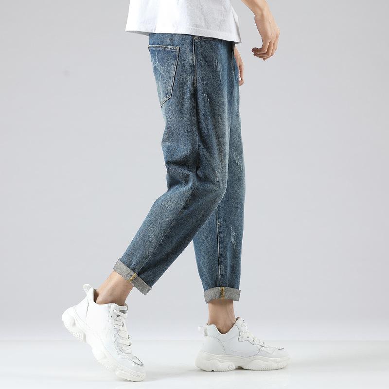Calça Jeans Simples Jovem Masculina Jeans Solta e Confortável Calça Reta Masculina