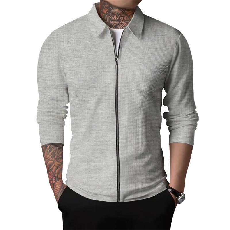 Autum Men's Solid Color Sweatshirt Oversized Lapel Jacket Warm Coat Sport Turn-down Collar Tops