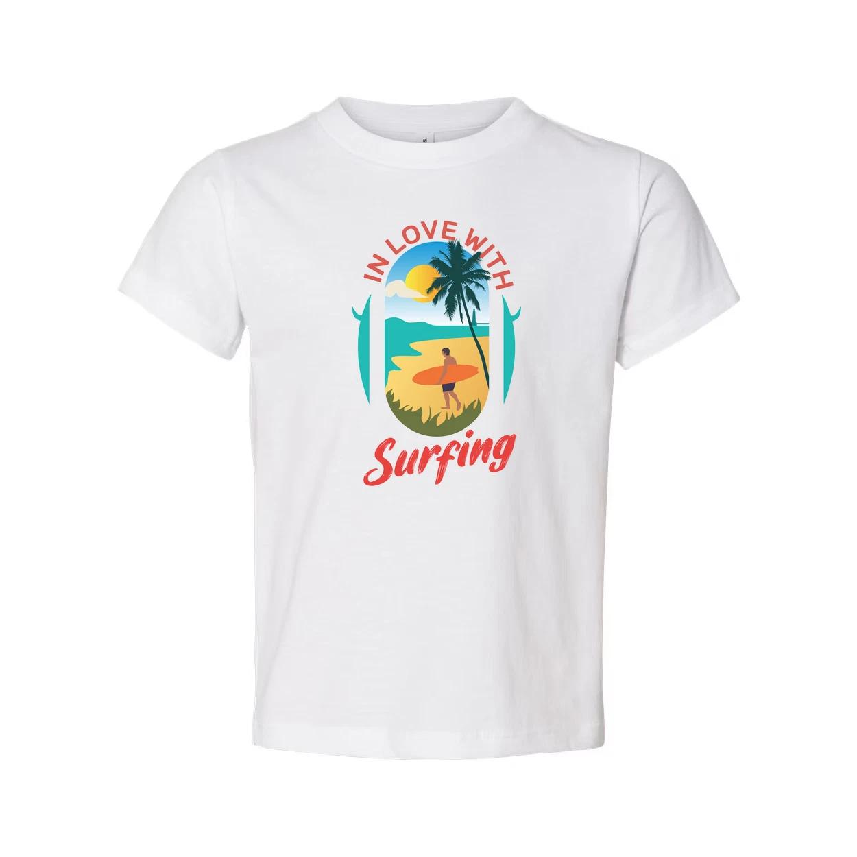 In Love With Surfing Graphic Unisex T Shirt Beach Scene Sunset Palm Design For S L