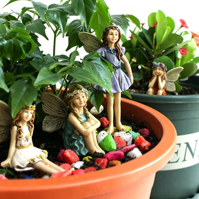 Ensemble de Figurines de Fées en Résine pour Jardin Avec Sculpture et Polissage Pour Décoration Intérieure Cadeau