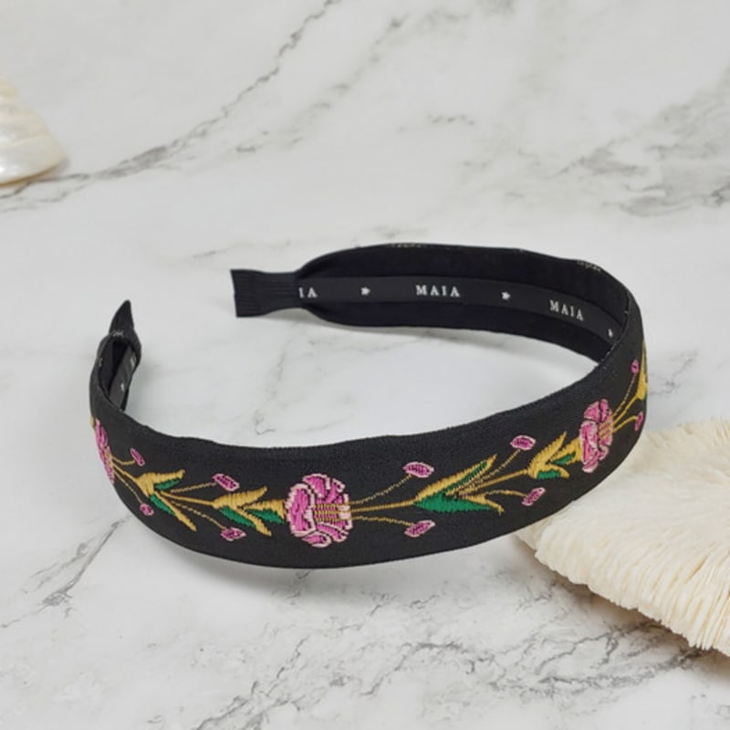 MAIA Rose Garden Headband - Black