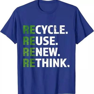 Cool Recycle Reuse Renew Rethink Quote Earth Day T Shirt