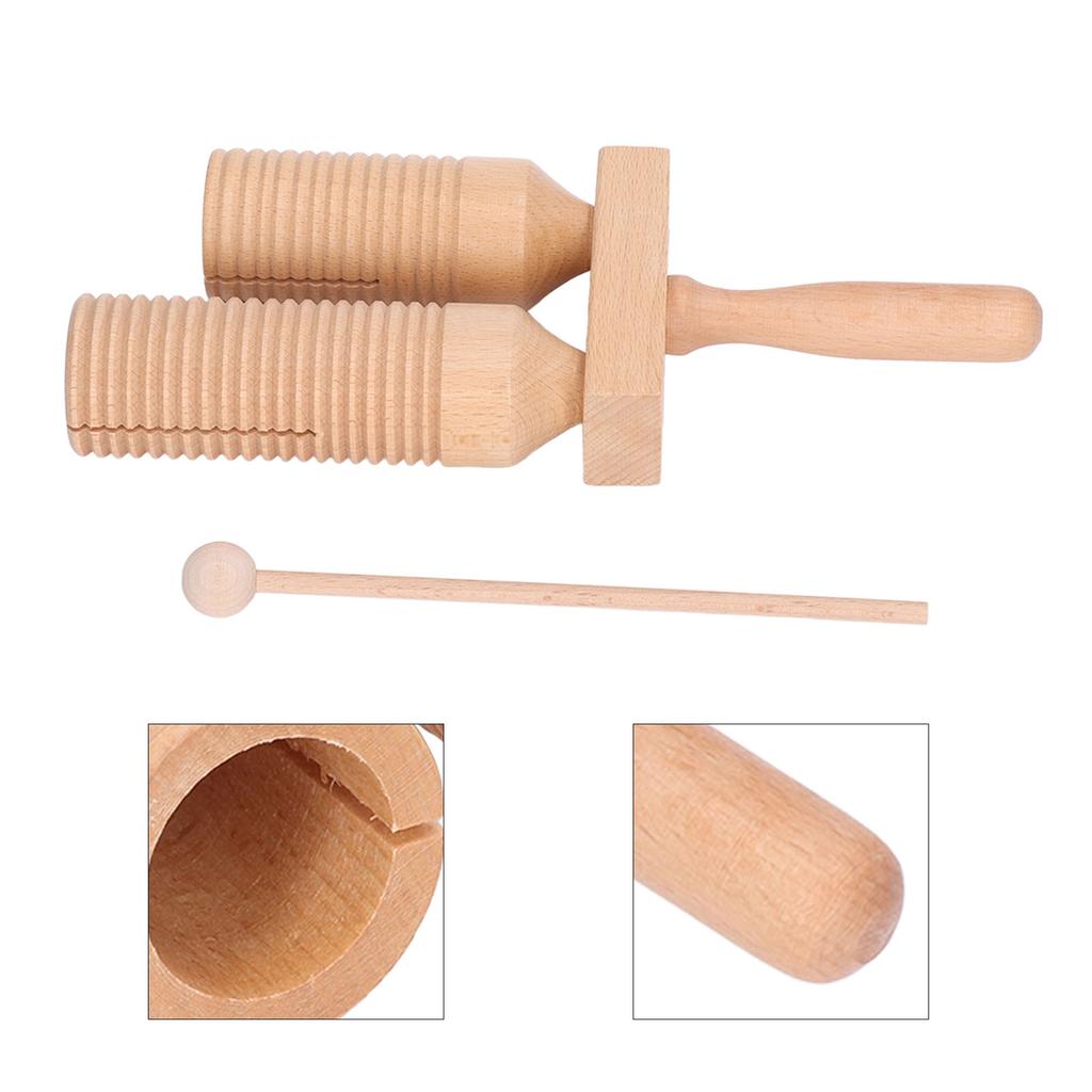 Percussion Wooden Guiro Threaded Double Cylinder Early Education Musical Guiro Instrument for Kids Above 1 Year Old