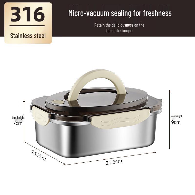 ZISIZ 316 Stainless Steel Vacuum Sealed Food Storage Lunch Box - Small (2-Pack)