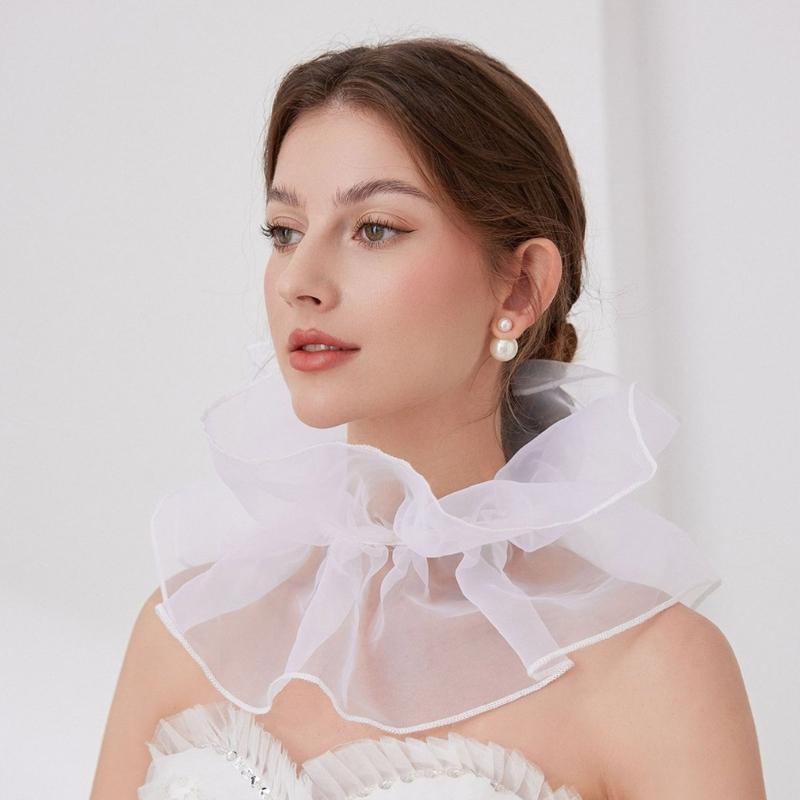 Ruff Collar Ruffled Victorian Cosplay Tie for Shirt Blouse Decorative Spread False Collar Play Costume Accessories