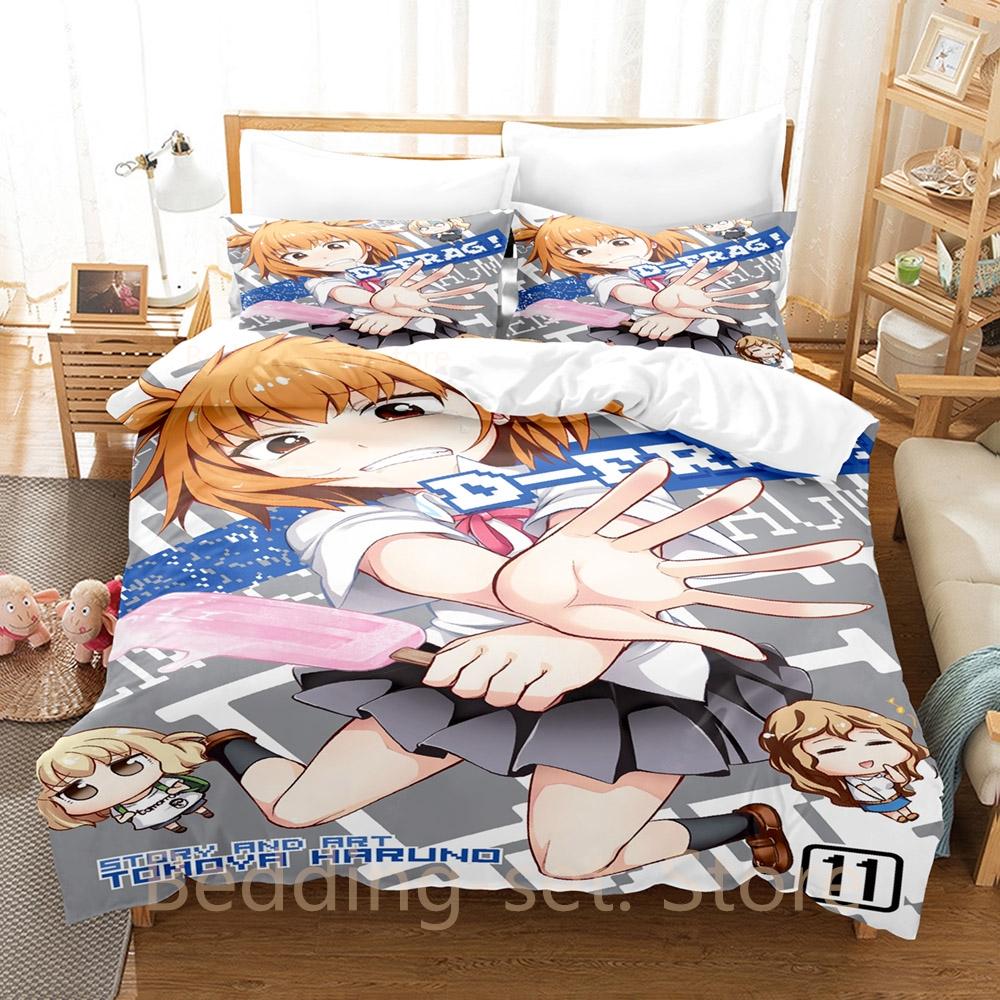 3d Print Anime D-Frag! Bedding Set Duvet Cover Comforter Bed Set Quilt Cover Pillowcase King Queen Twin Size Boys Girls Adult
