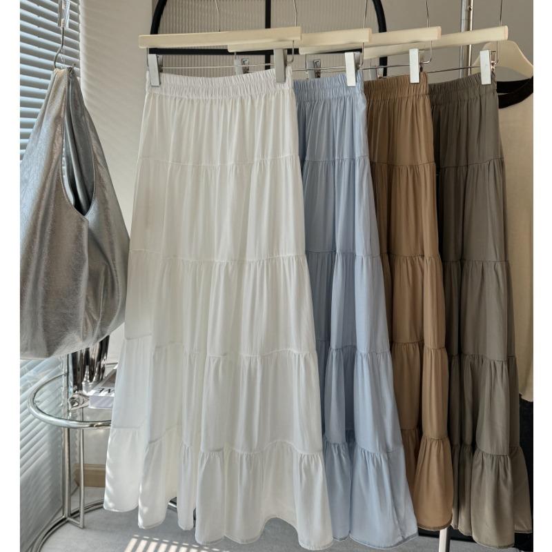 White skirt women's summer new high waist and thin a word medium and long spring and autumn fluffy group ballet cake skirt