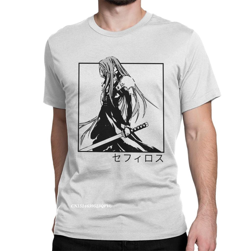 Sephiroth Ffvii Final Fantasy Oversized T-shirt För Män Bomull Fantastisk T-shirt Harajuku T-shirts Grafiska Kläder Unik